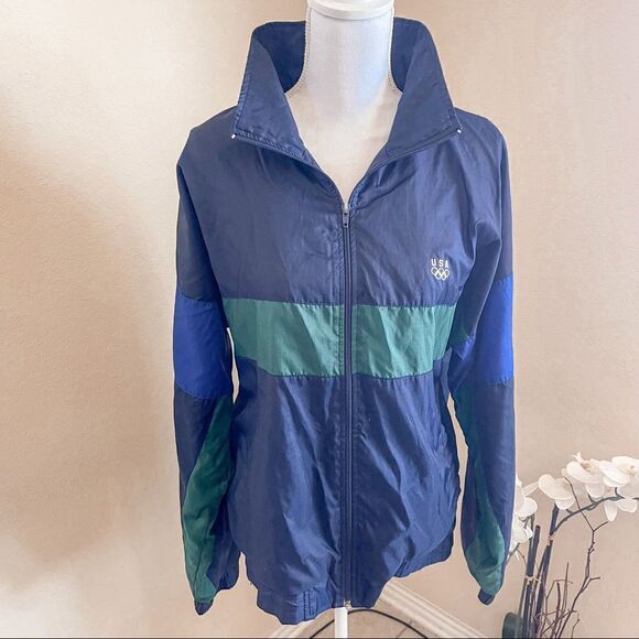 Vintage Blue/Green Team USA Olympics WindbreakerJacket Sponsored by JCPenny - Picture 1 of 13